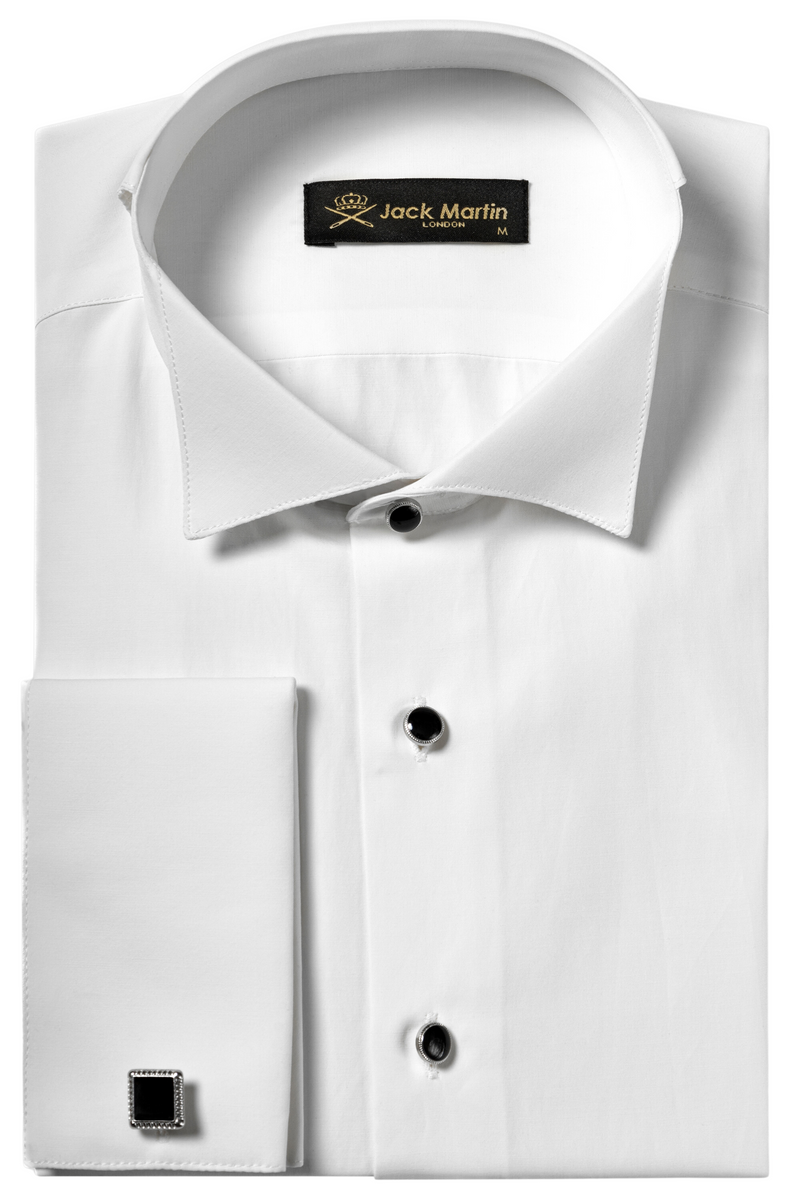 新品/FLEN/double cuff shirt/WHITE/白 Mens White Dress Shirt Double Cuff with Cufflinks Easy Iron