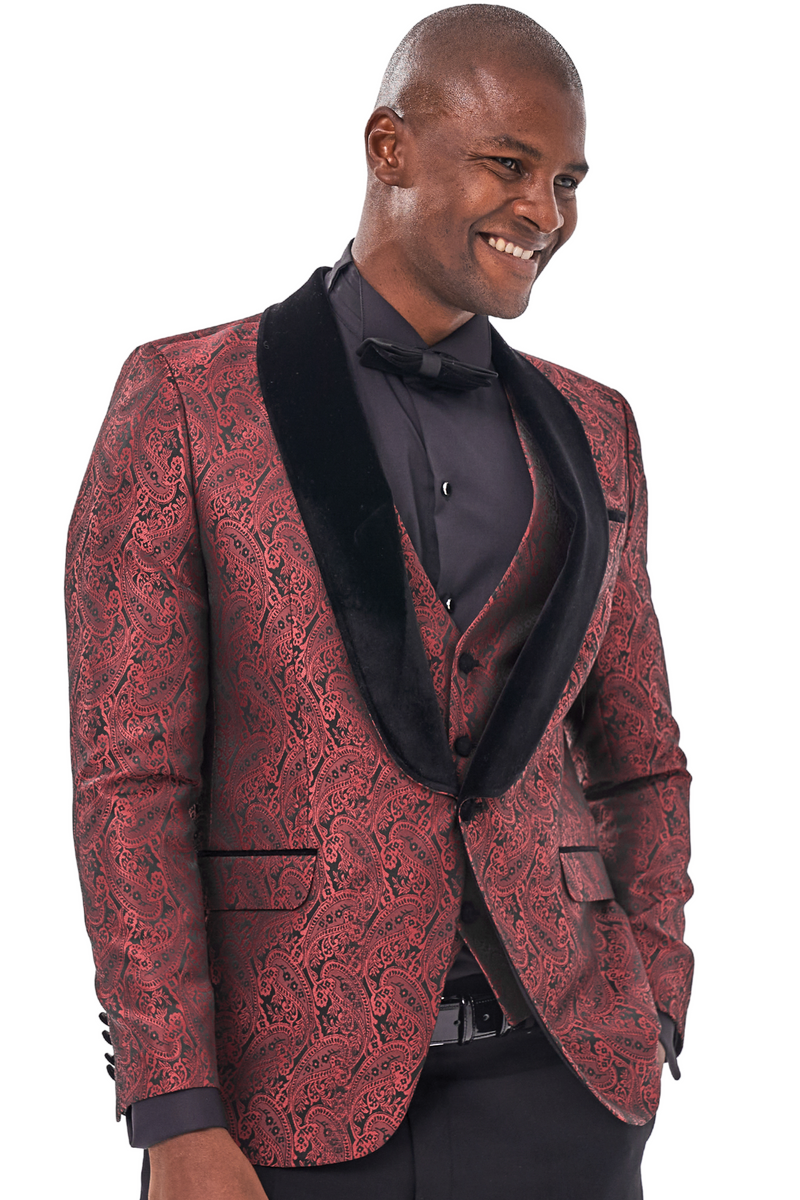 PAISLEY - Red 3 Piece Dinner Suit & Tuxedo | Jack Martin