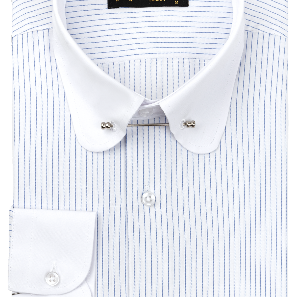 TOMMY - Blue Striped Pin Collar Shirt