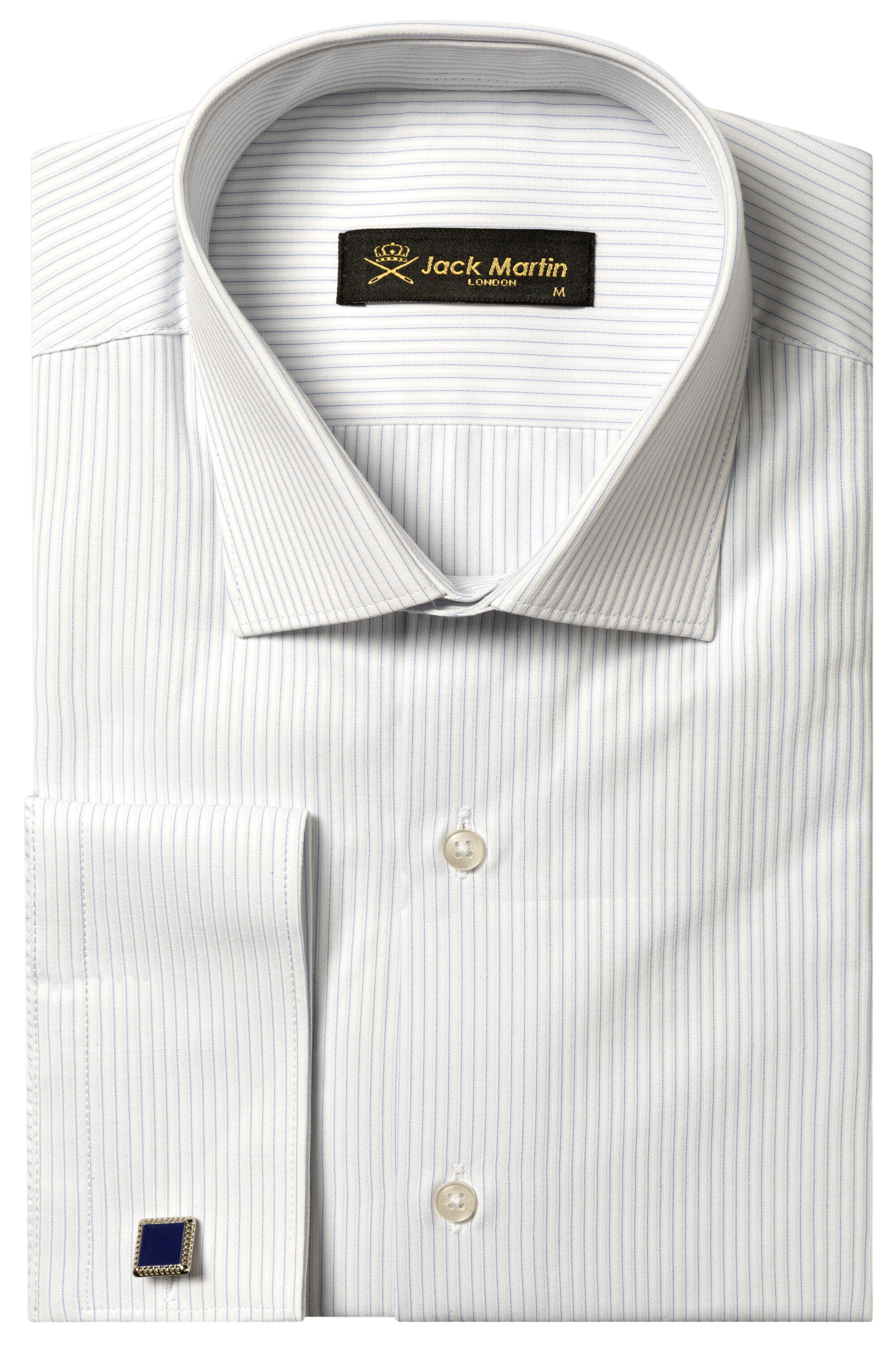 LOUIE - Blue Pencil Stripe Shirt with Cufflinks - Jack Martin
