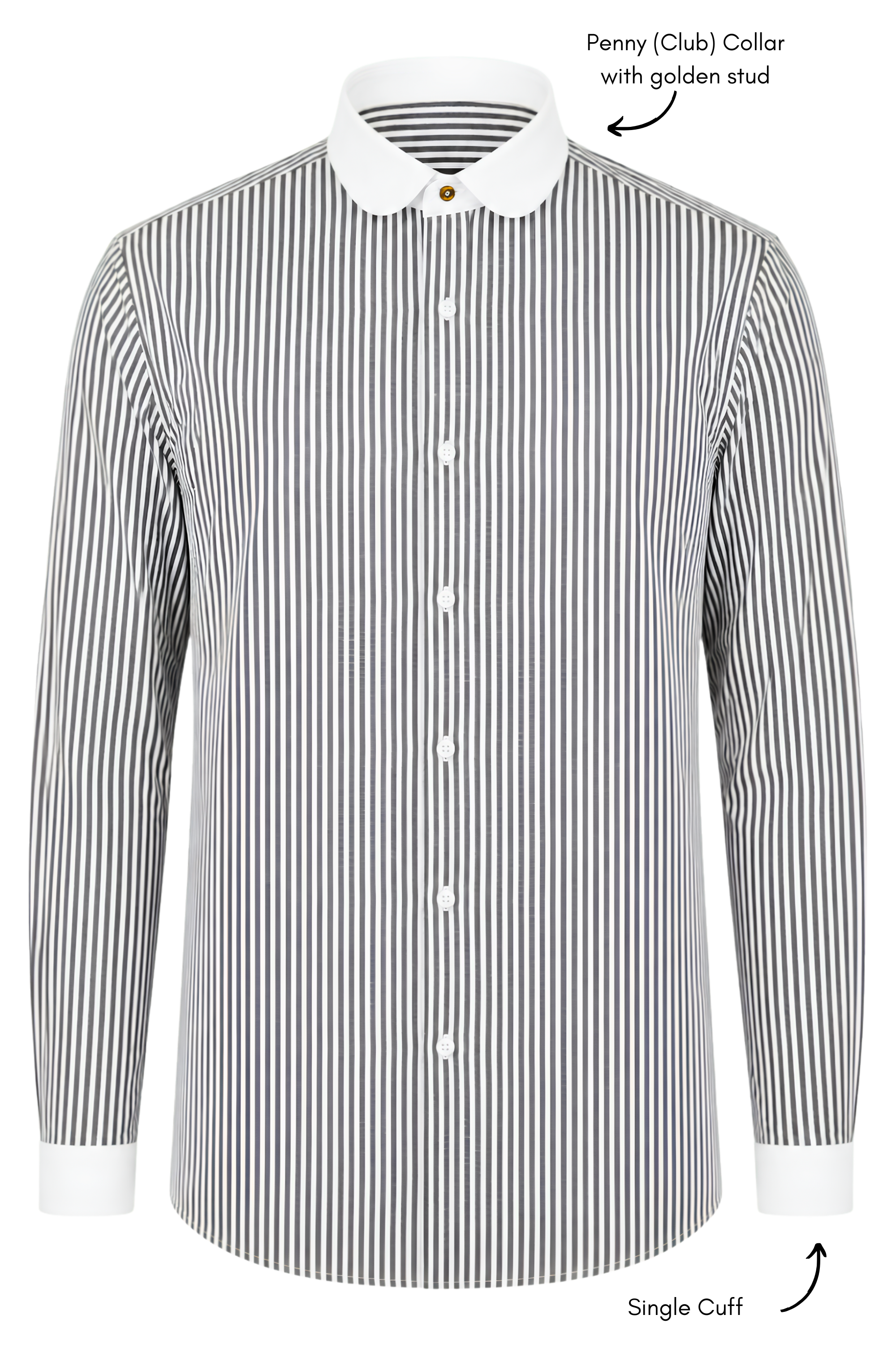 THOMAS - Black Striped Penny Collar Shirt - Jack Martin