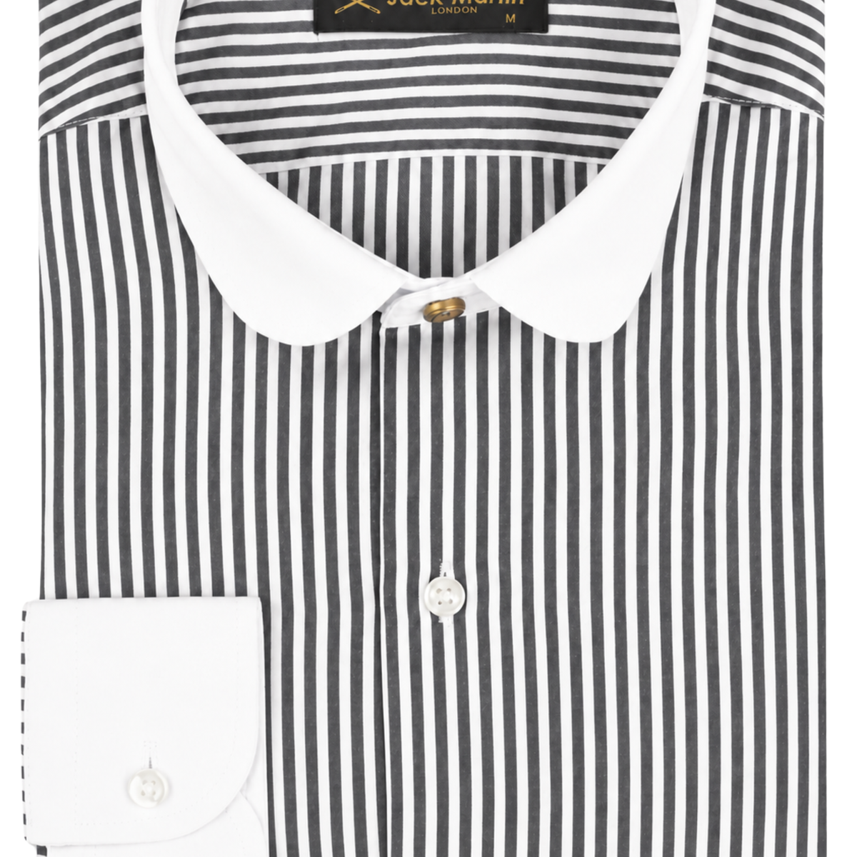 THOMAS - Black Striped Club Collar Shirt