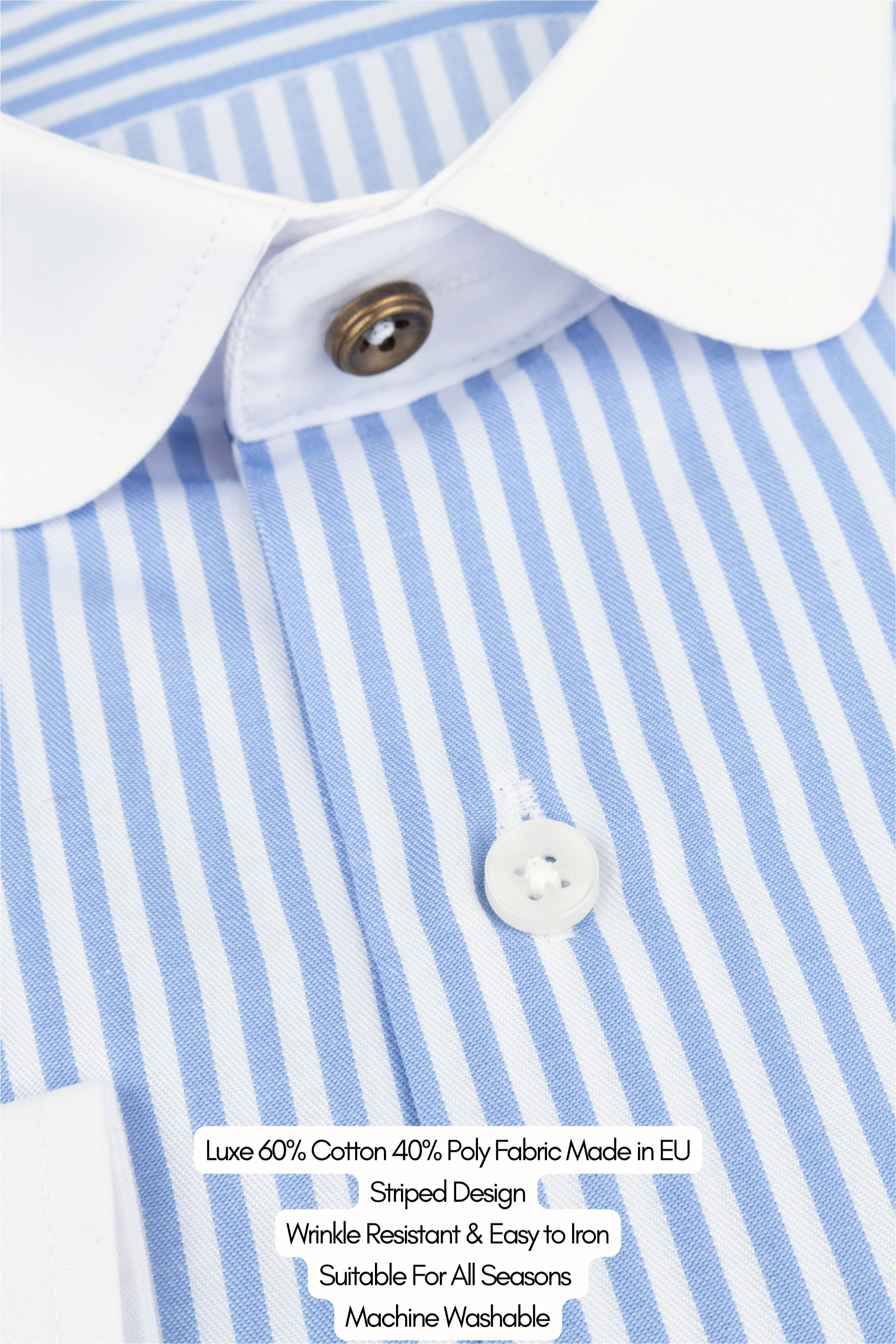 THOMAS - Blue Striped Penny Collar Shirt - Jack Martin