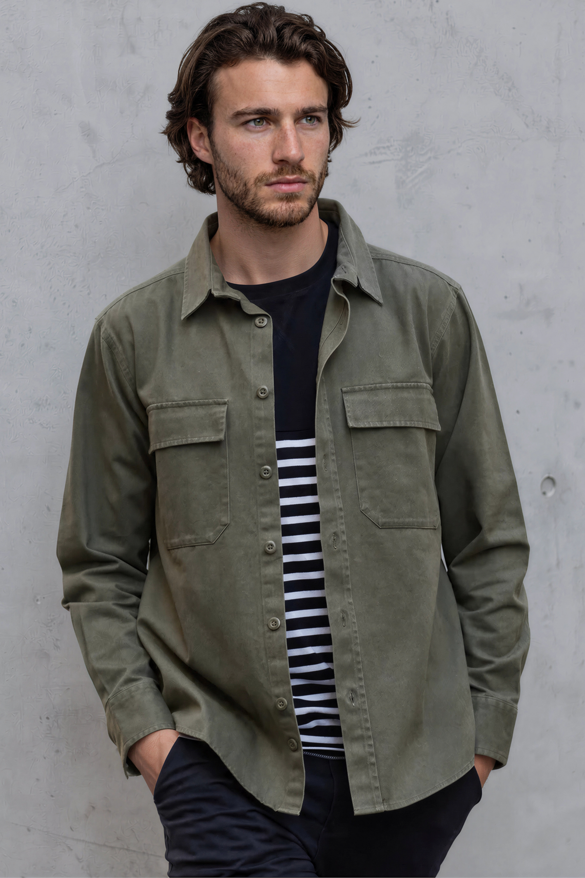 Khaki Twill Overshirt - Jack Martin