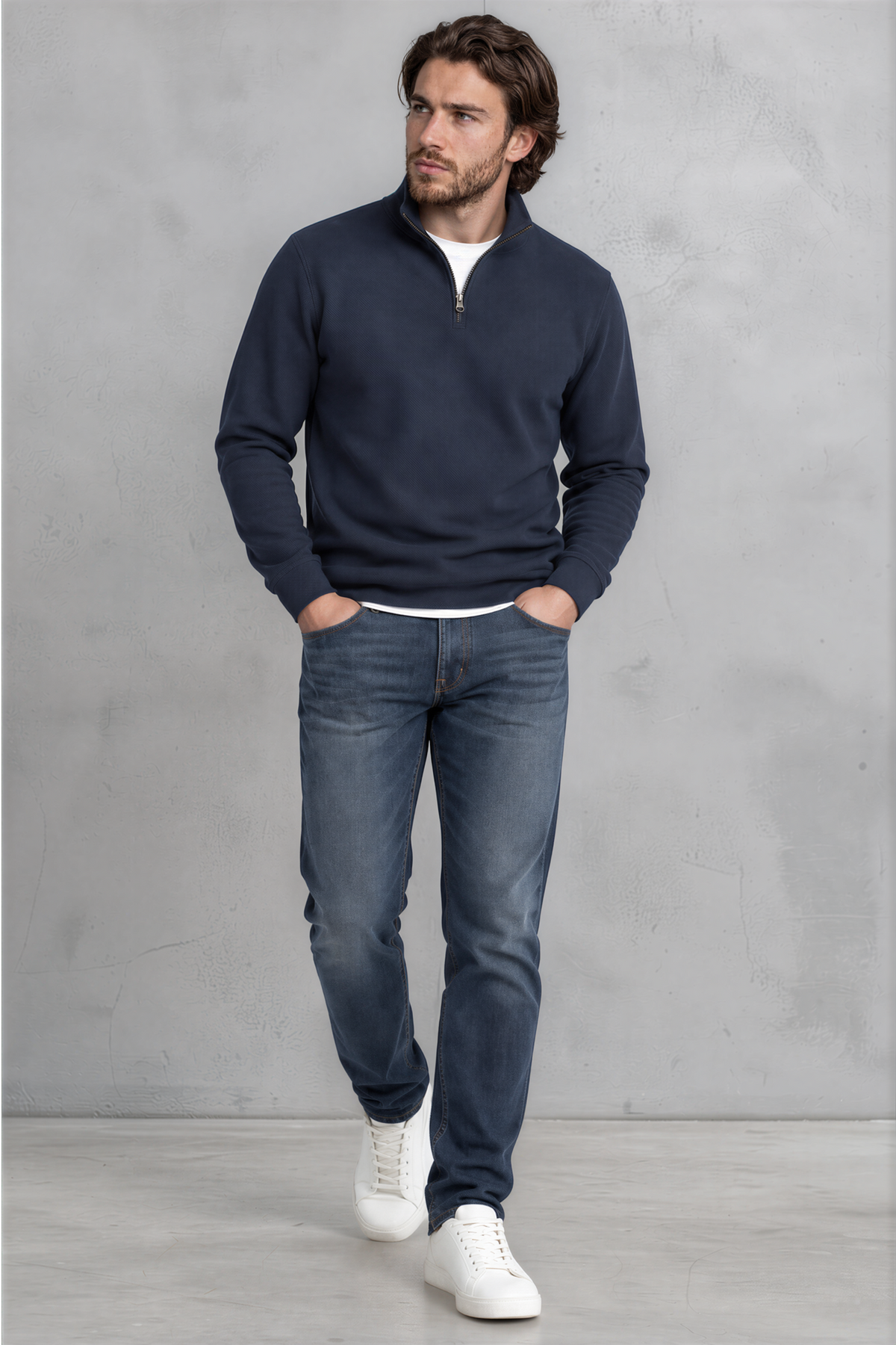 Navy Piqué Quarter-Zip - Jack Martin