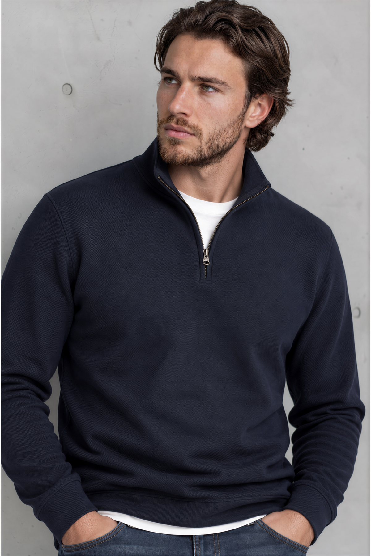 Navy Piqué Quarter-Zip - Jack Martin