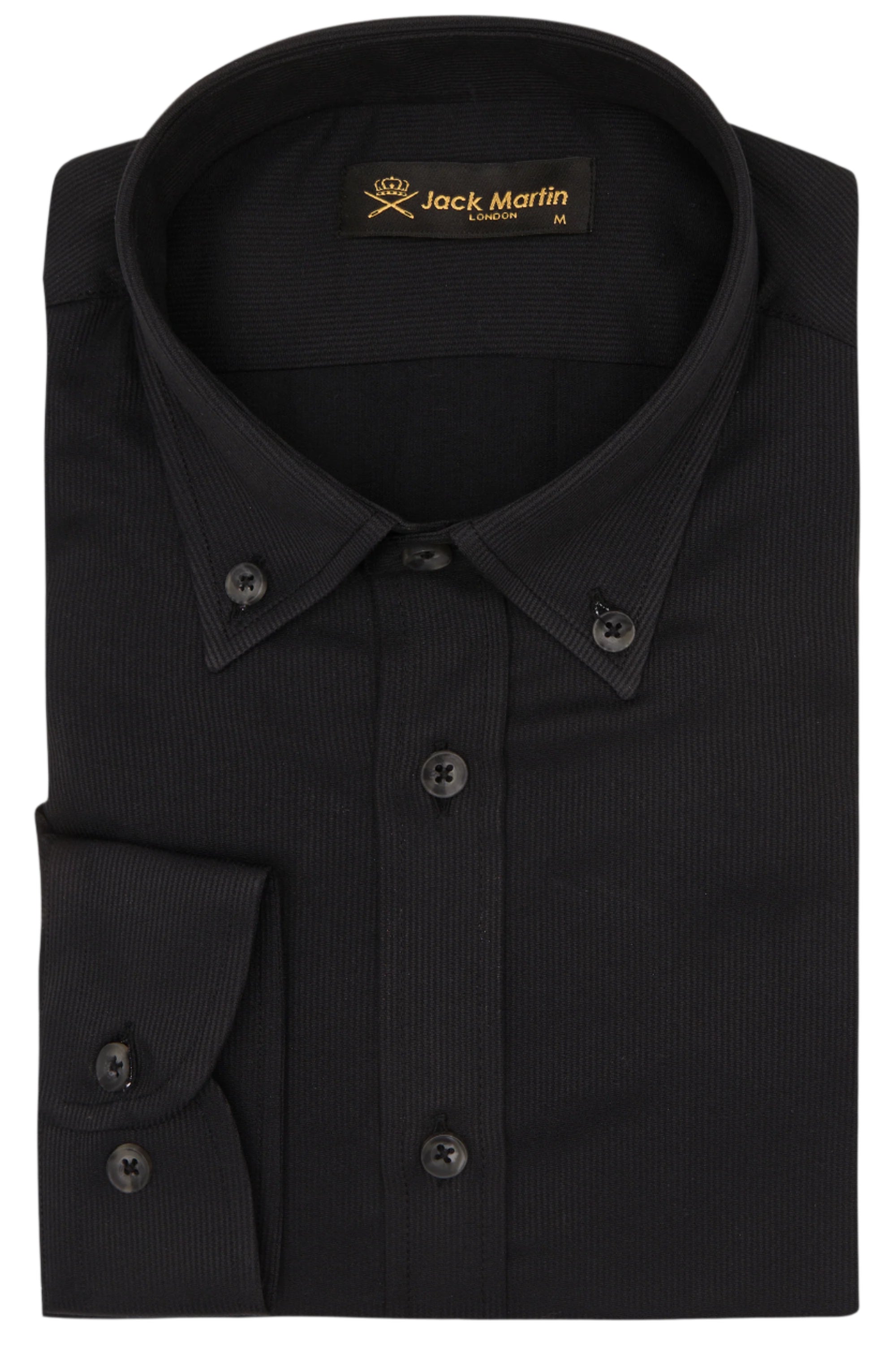 LIAM - Black Dobby Stripe Button Down Casual Shirt - Jack Martin