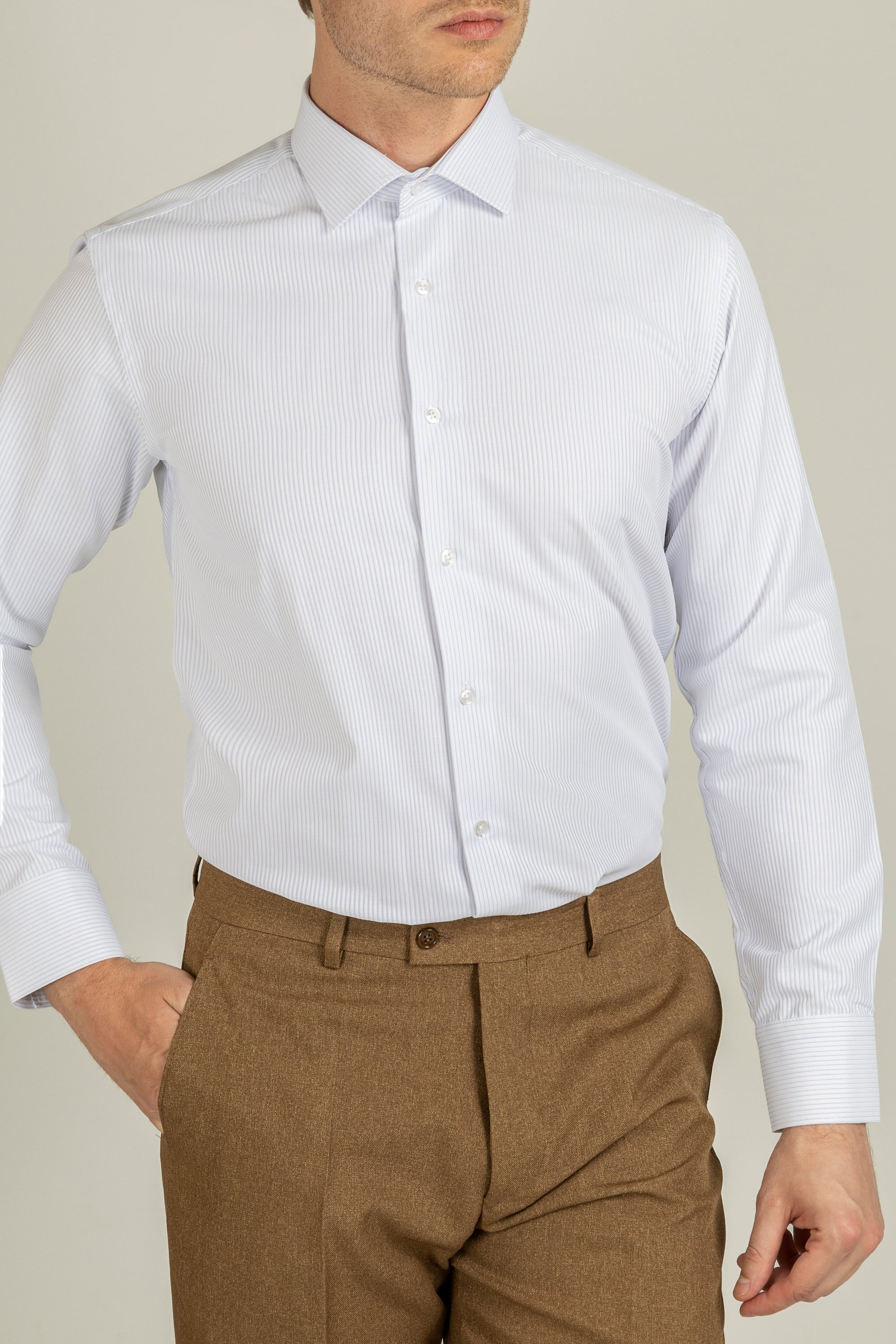 LOUIE - Blue Pencil Stripe Shirt with Cufflinks - Jack Martin