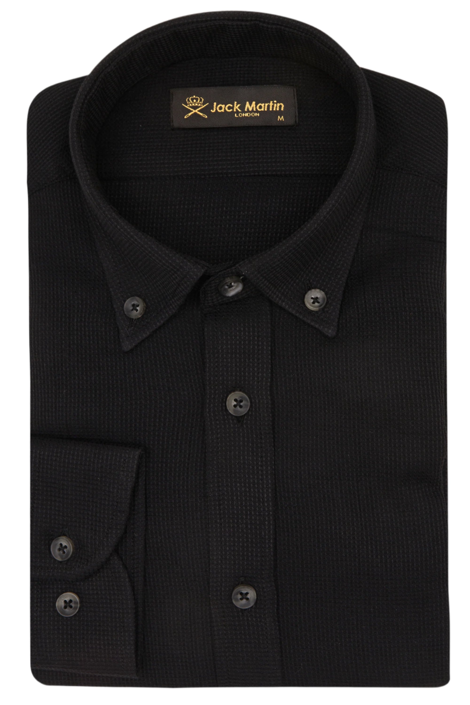 NOAH - Black Waffle Button Down Casual Shirt - Jack Martin