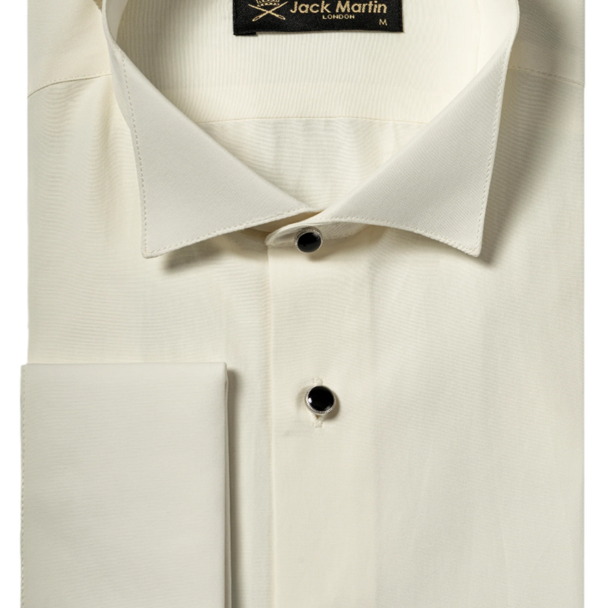 Off White Wing Collar Double Cuff Tuxedo Shirt