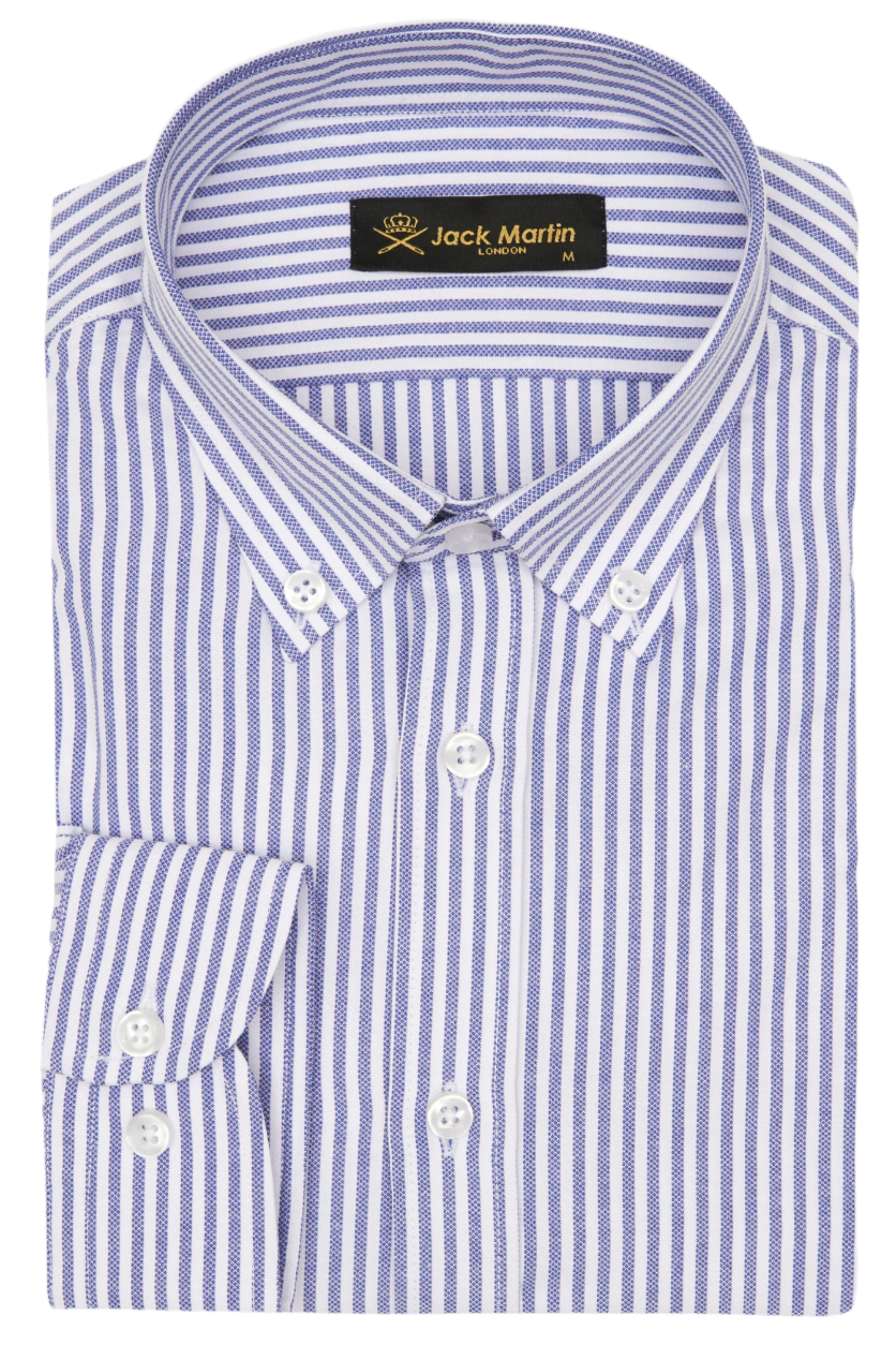 DAVID - Navy Striped Oxford Button Down Casual Shirt - Jack Martin