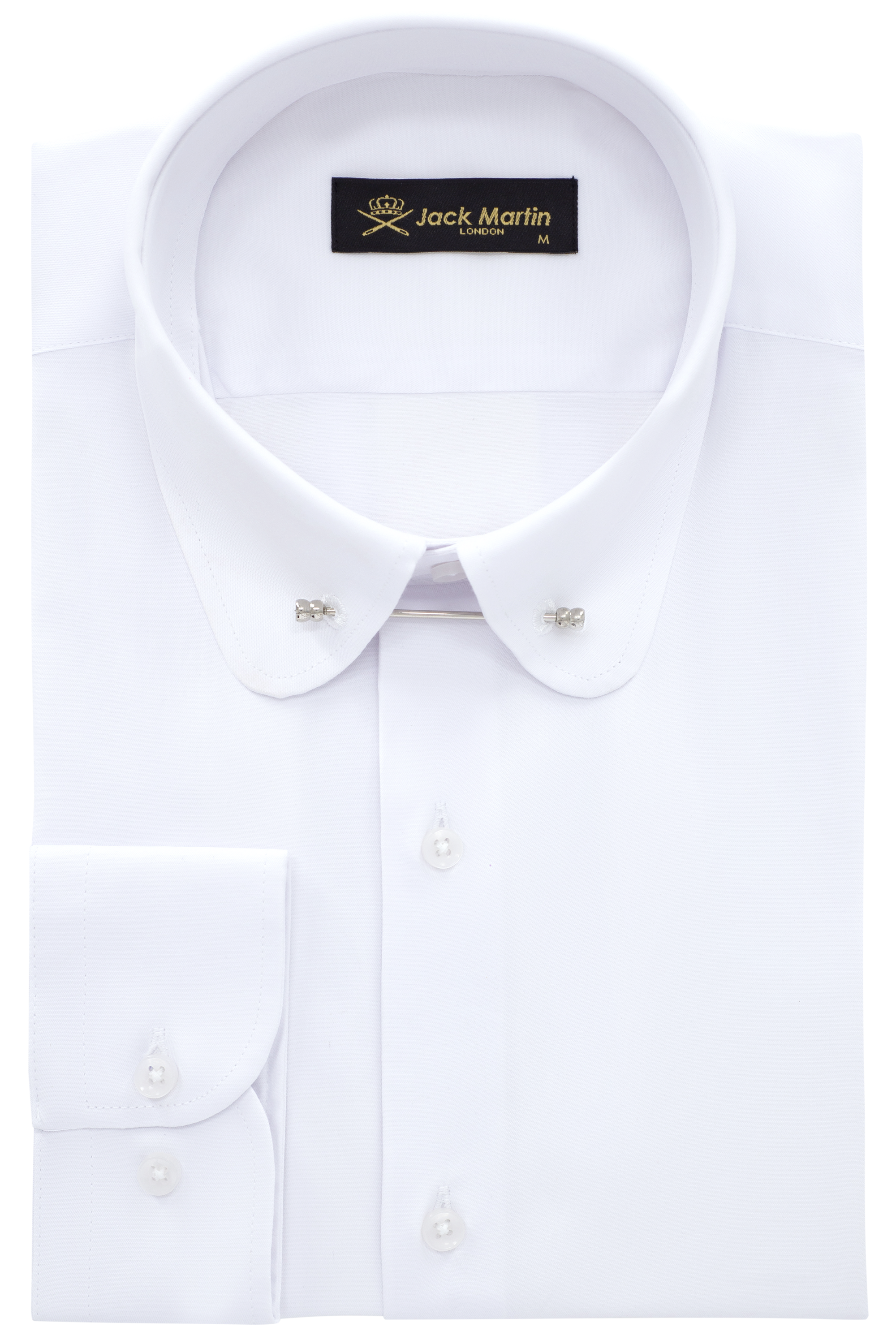 TOMMY - White Penny Collar Shirt with Collar Bar - Jack Martin