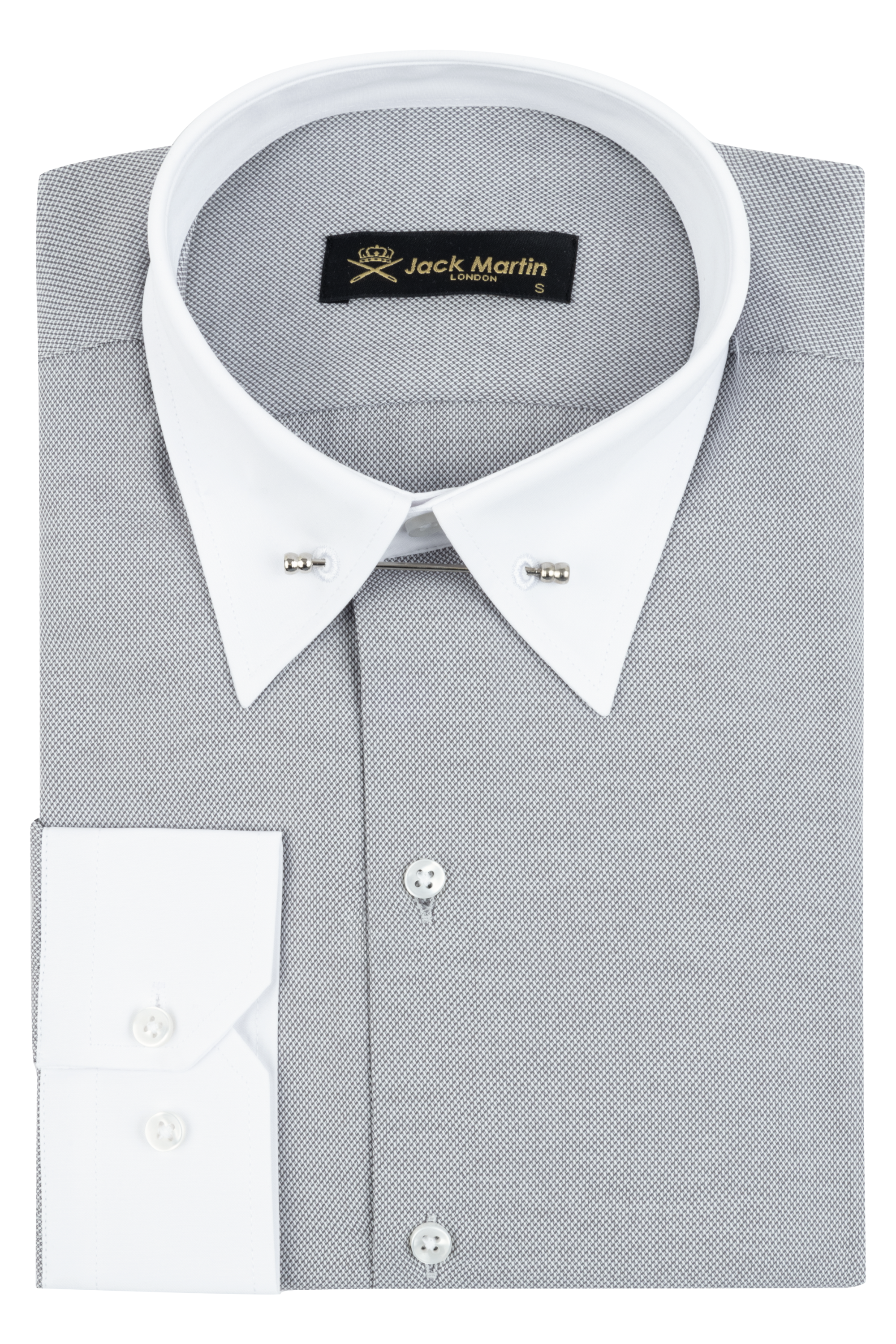 ADAM - Ash Grey Oxford Pin Collar Shirt ADAM - Ash Grey Oxford Pin Collar Shirt