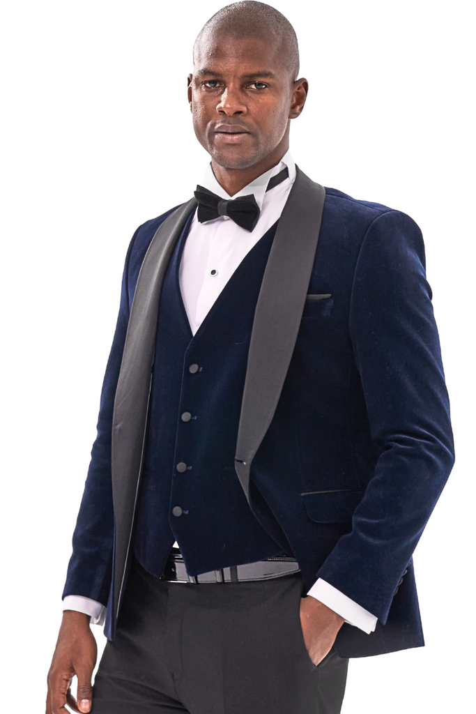 GABRIEL - Midnight Blue Velvet 3 Piece Suit & Tuxedo - Jack Martin