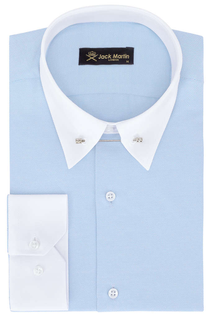 ADAM - Blue Oxford Pin Collar Shirt - Jack Martin