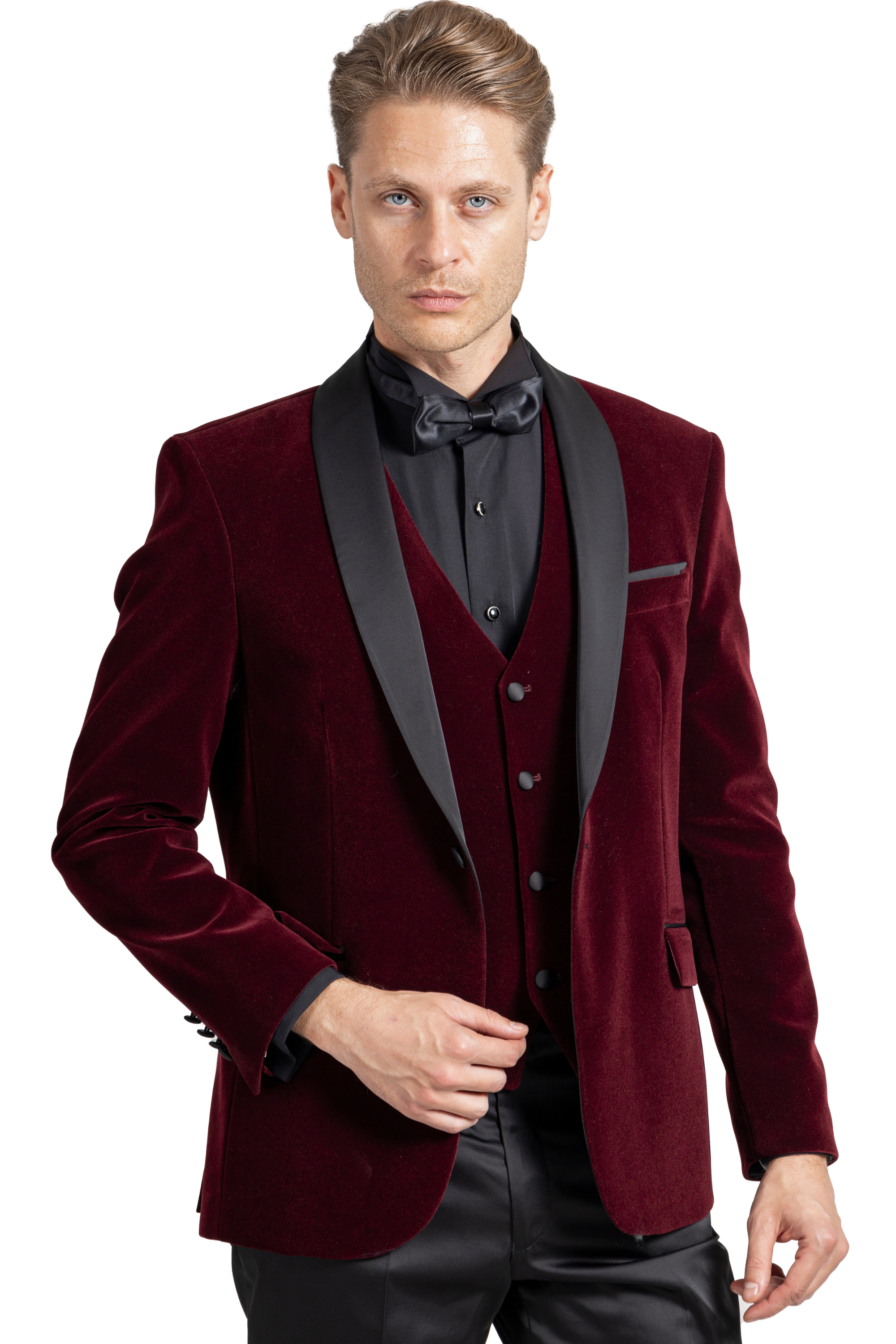 GABRIEL - Wine Burgundy Velvet Dinner & Tuxedo Jacket GABRIEL - Wine Burgundy Velvet Dinner & Tuxedo Jacket