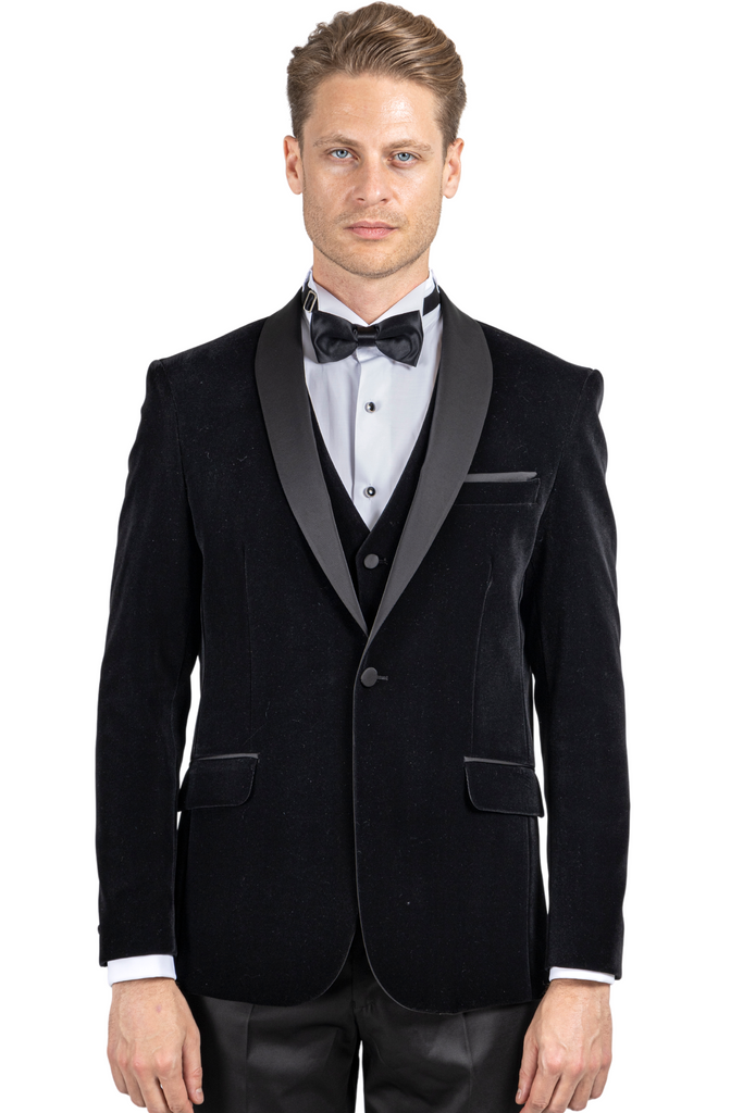GABRIEL - Black Velvet 3 Piece Suit & Tuxedo - Jack Martin