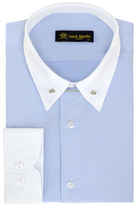 LUKE - Blue Subtle Stripe Pin Collar Shirt - Jack Martin