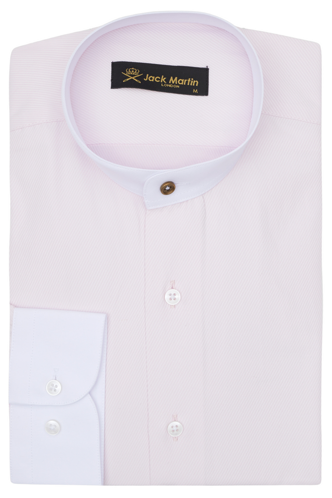ALFIE - Pink Twill Grandad Collar Shirt - Jack Martin