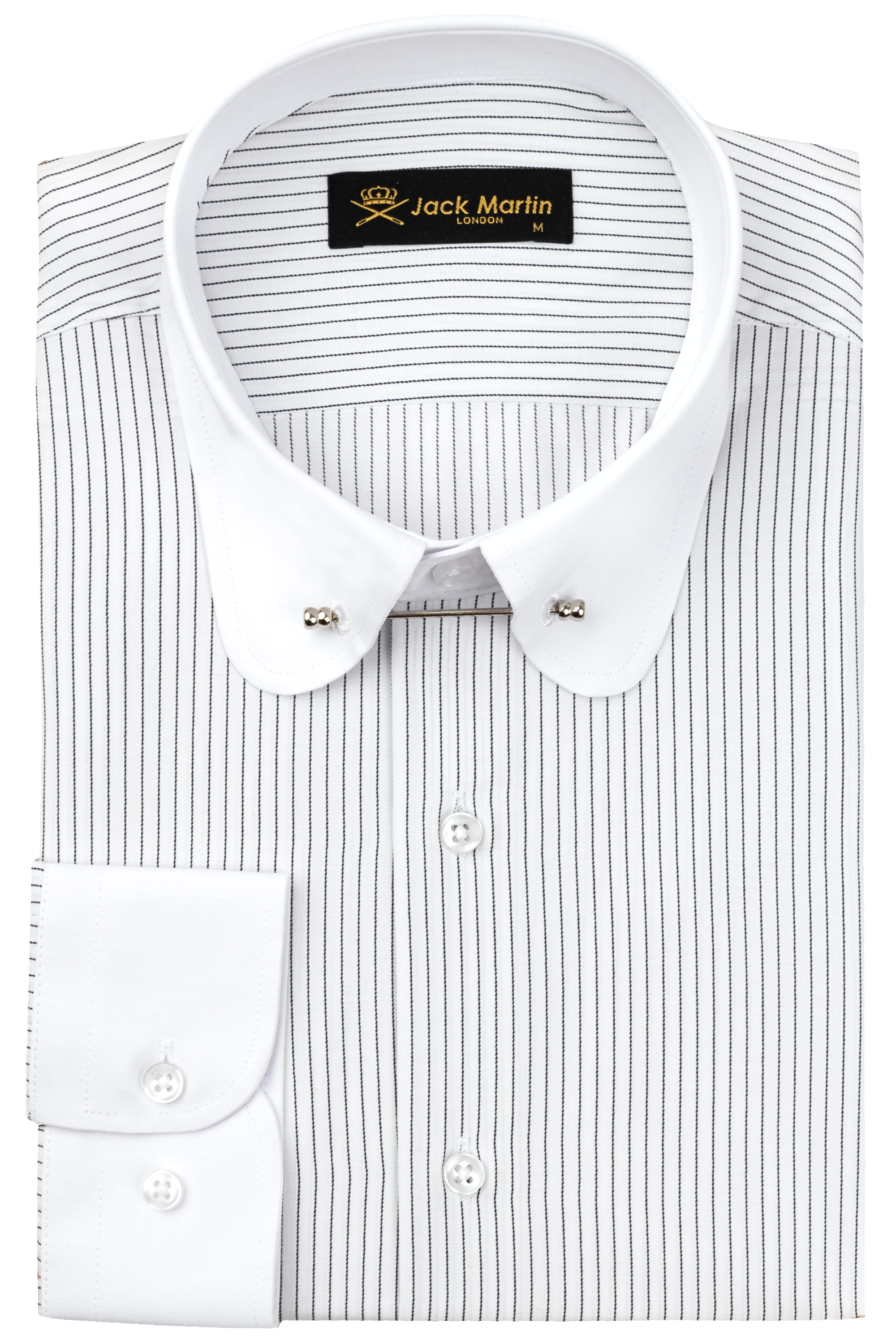 TOMMY - Black & White Pinstripe Pin Collar Shirt TOMMY - Black & White Pinstripe Pin Collar Shirt