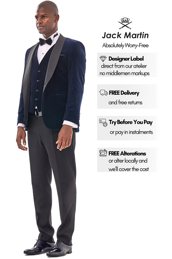GABRIEL - Midnight Blue Velvet 3 Piece Suit & Tuxedo - Jack Martin