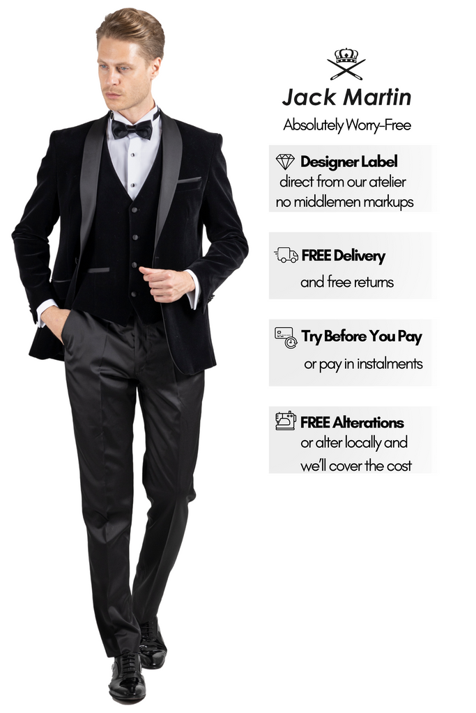GABRIEL - Black Velvet 3 Piece Suit & Tuxedo - Jack Martin