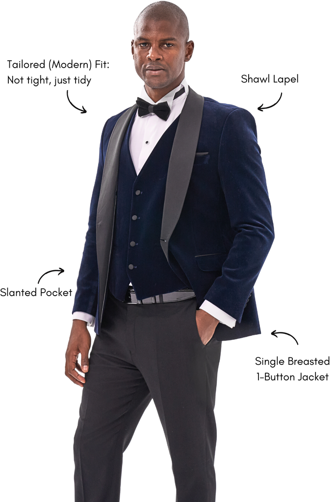 GABRIEL - Midnight Blue Velvet 3 Piece Suit & Tuxedo - Jack Martin