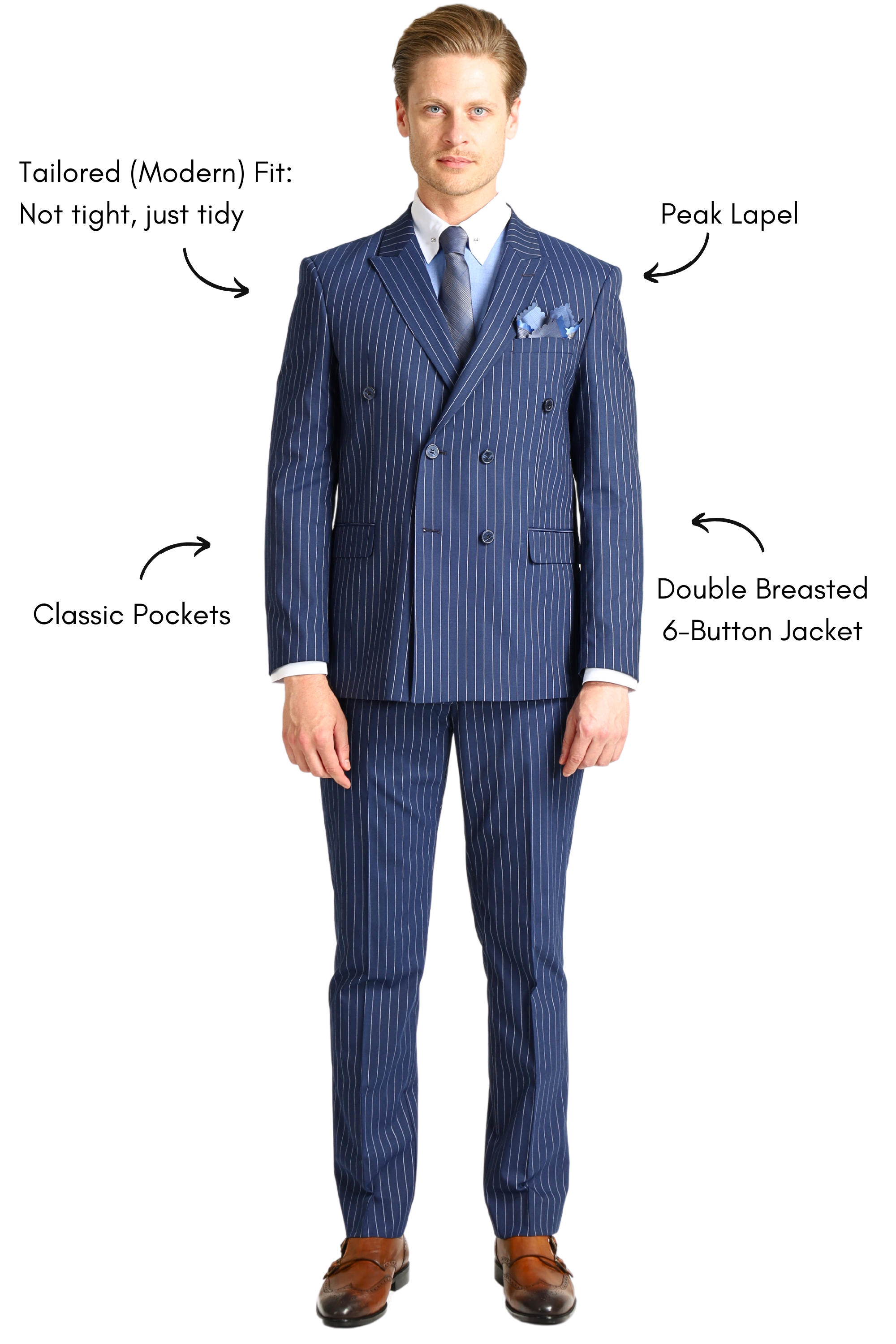 JOSEPH - Blue Pinstripe Double Breasted Suit | Jack Martin JOSEPH - Blue Pinstripe Double Breasted Suit | Jack Martin
