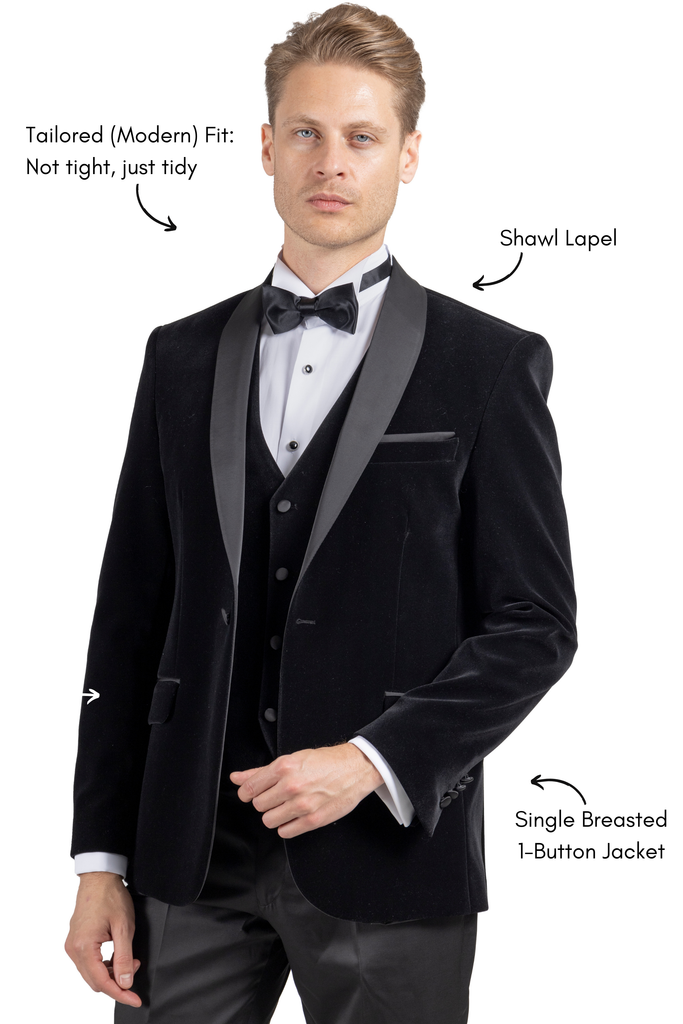 GABRIEL - Black Velvet 3 Piece Suit & Tuxedo - Jack Martin