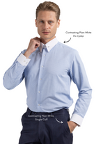 LUKE - Blue Subtle Stripe Pin Collar Shirt - Jack Martin