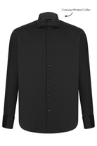 MASON - Black Herringbone Cutaway Collar Double Cuff Shirt - Jack Martin