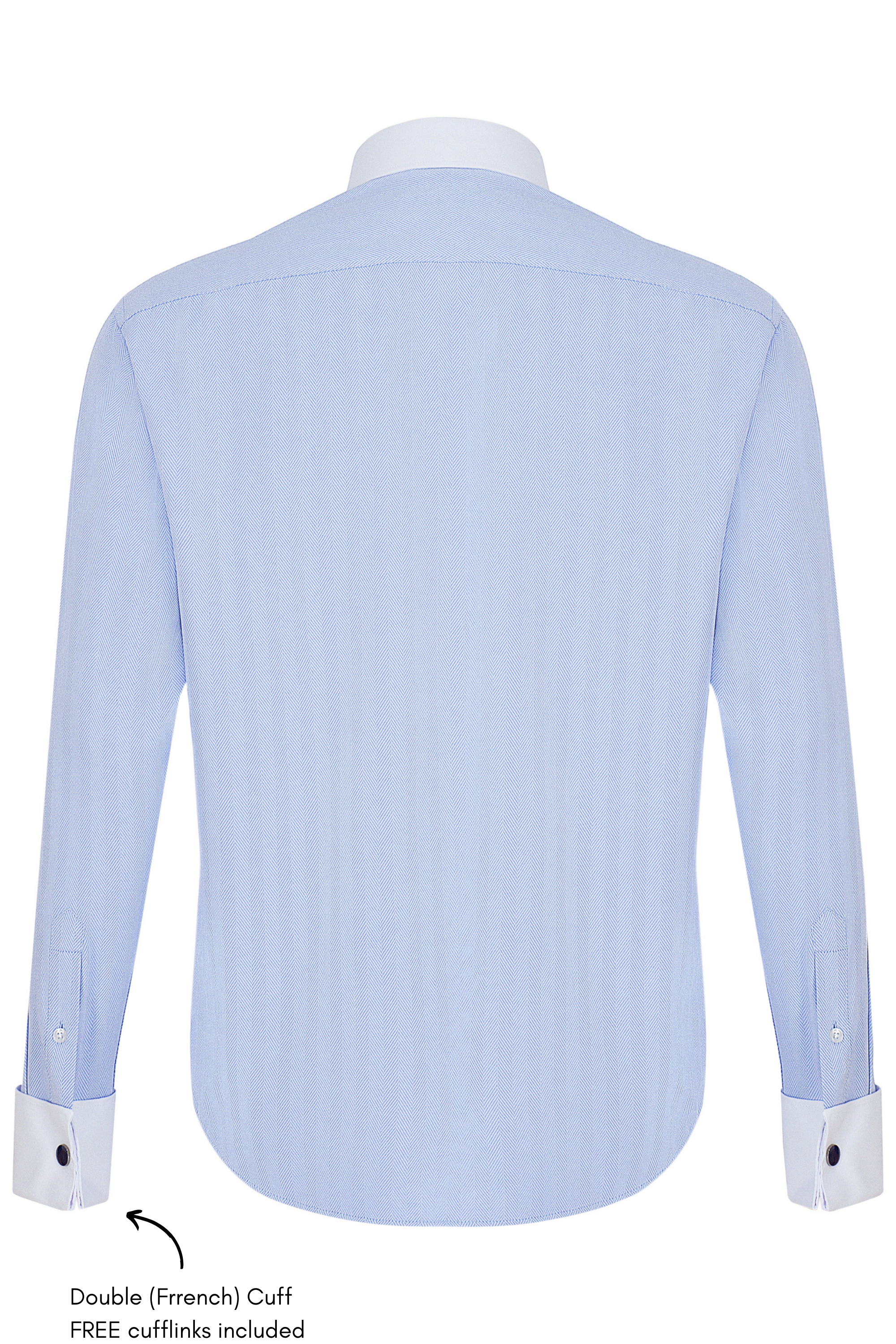 MASON - Royal Blue Herringbone Cutaway Collar Double Cuff Shirt - Jack Martin