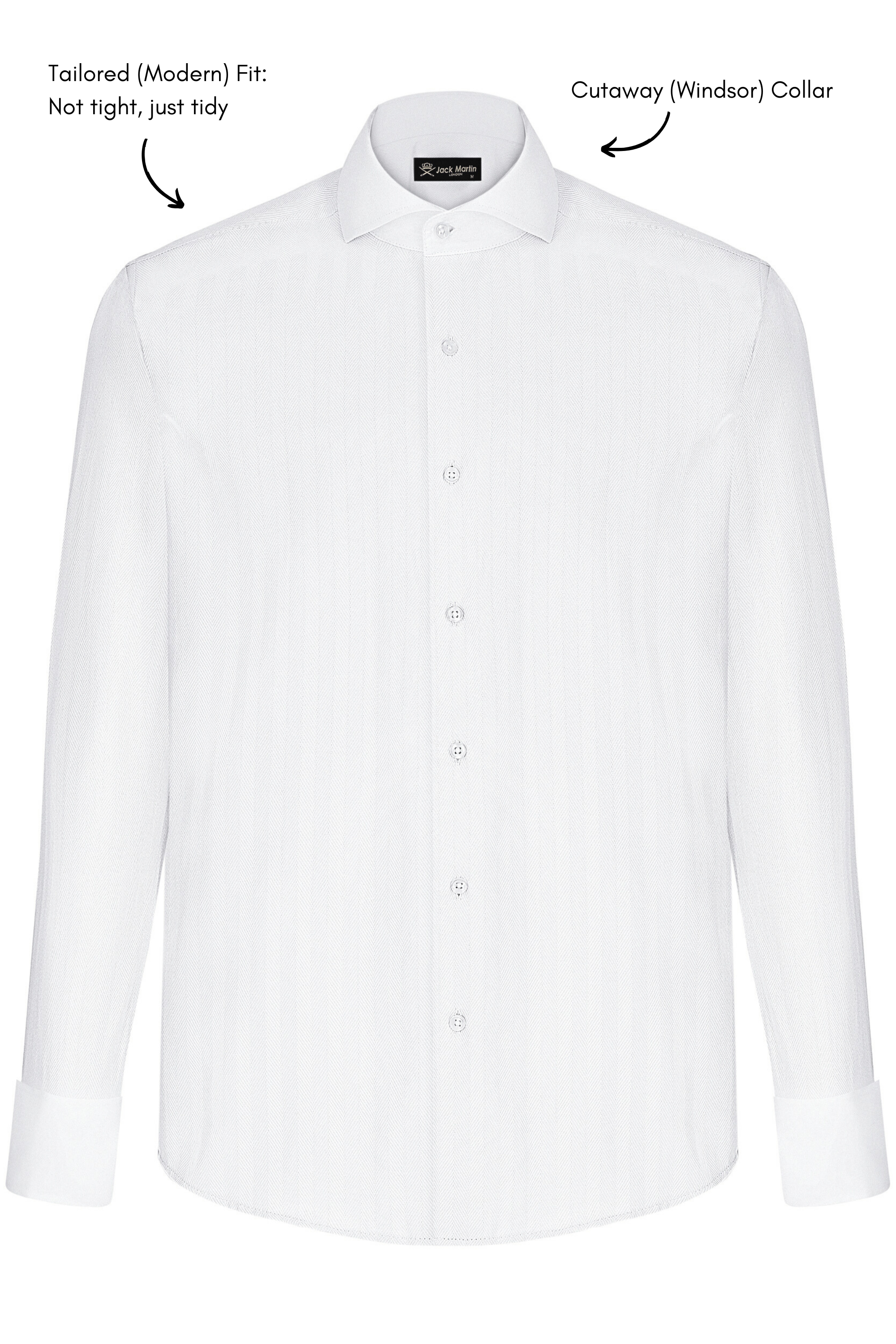 MASON - White Herringbone French Cuff Shirt | Jack Martin MASON - White Herringbone French Cuff Shirt | Jack Martin