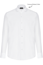 MASON - White Herringbone Cutaway Collar Double Cuff Shirt - Jack Martin