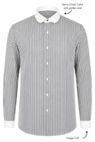 THOMAS - Black Striped Penny Collar Shirt - Jack Martin