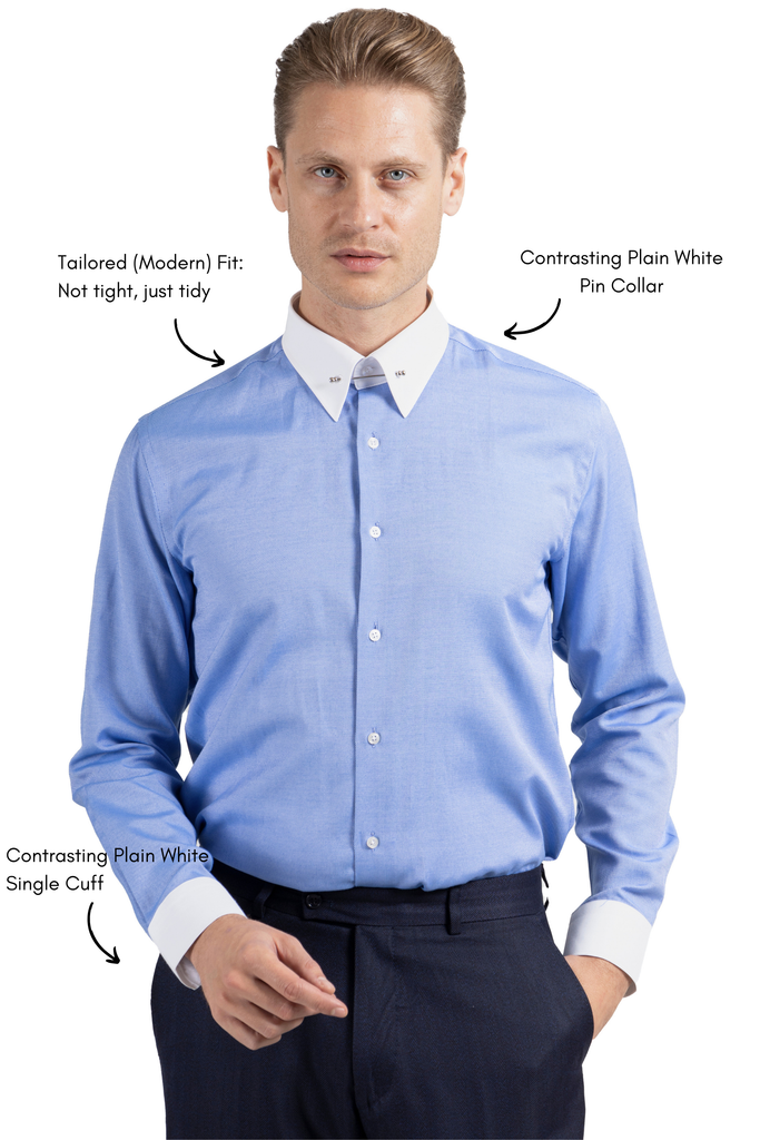 ADAM - Royal Blue Oxford Pin Collar Shirt - Jack Martin