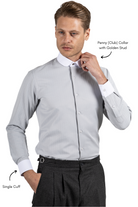 THOMAS - Grey Herringbone Penny Collar Shirt - Jack Martin