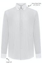 TOMMY - Black & White Pinstripe Pin Collar Shirt - Jack Martin