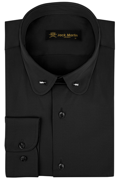 club pin collar dress shirt TOMMY - Black with Collar Bar while the French cuffs Color:Periwinkle Petit Rose Light Blue Tulle and Jim's Formal Wear