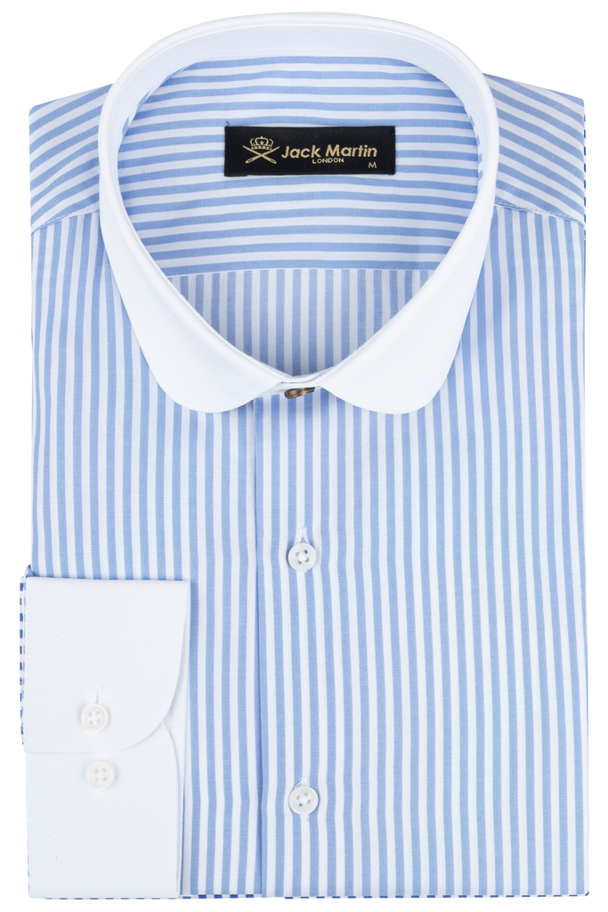 THOMAS - Blue Striped Penny Collar Shirt - Jack Martin
