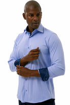 ELIAS - Blue Casual Shirt with Contrast Detail - Jack Martin