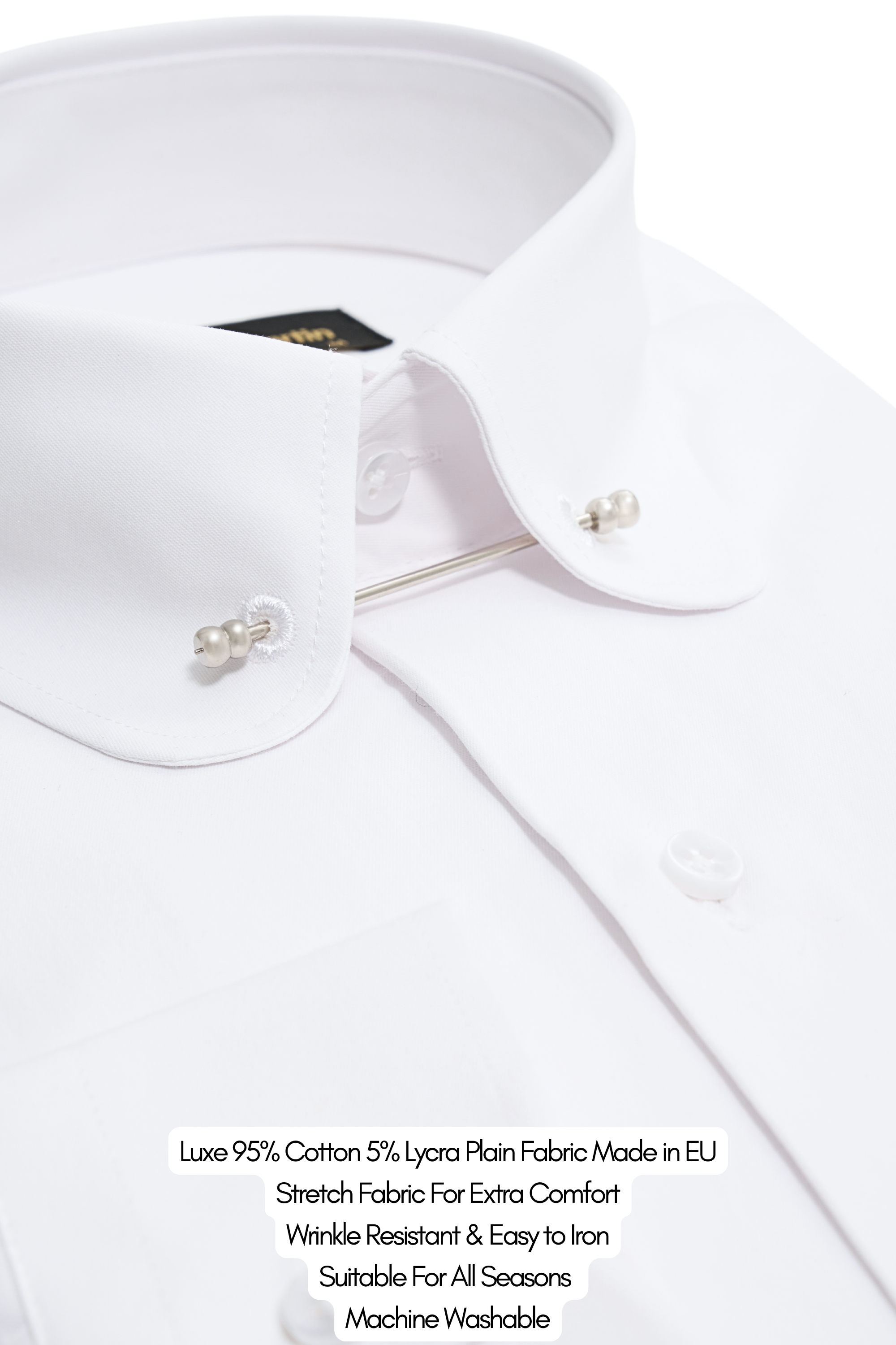 TOMMY - White Club Collar Shirt with Collar Bar TOMMY - White Club Collar Shirt with Collar Bar