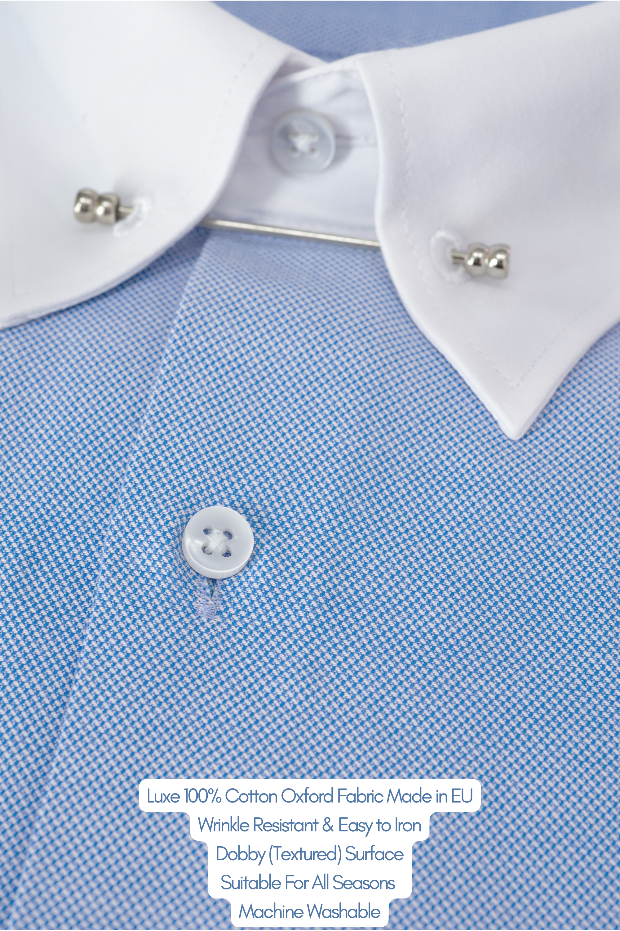 dress shirt with collar ADAM - Dark Blue Oxford Pin Collar Shirt