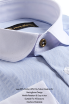 THOMAS - Dark Blue Herringbone Penny Collar Shirt - Jack Martin