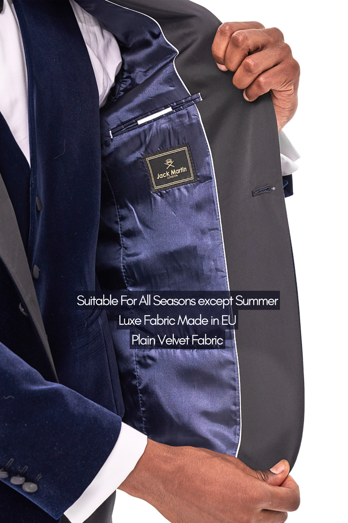 GABRIEL - Midnight Blue Velvet 3 Piece Suit & Tuxedo - Jack Martin