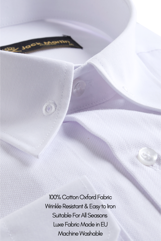 ADAM - White Oxford Pin Collar Shirt - Jack Martin