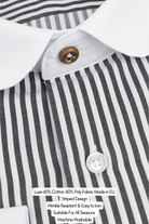 THOMAS - Black Striped Penny Collar Shirt - Jack Martin