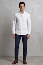 MASON - White Herringbone Cutaway Collar Double Cuff Shirt - Jack Martin