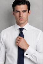 MASON - White Herringbone Cutaway Collar Double Cuff Shirt - Jack Martin