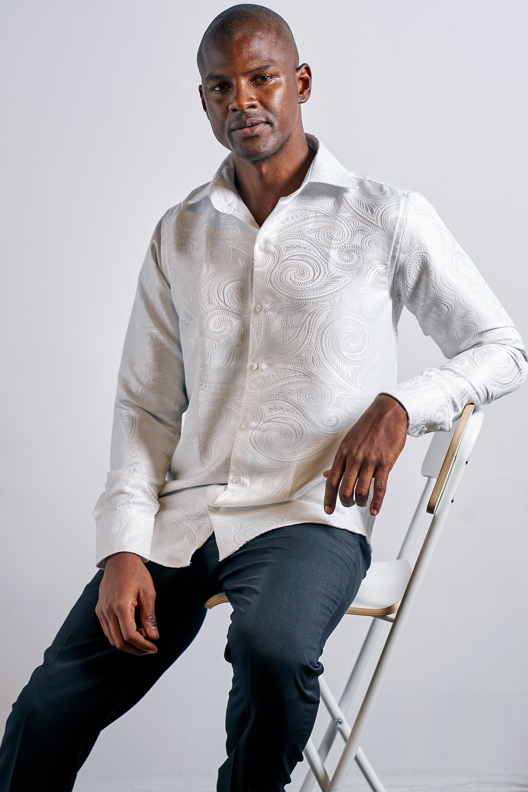 mens white paisley dress shirt Cinch Men's White Paisley Print Button-Down Western Shirt